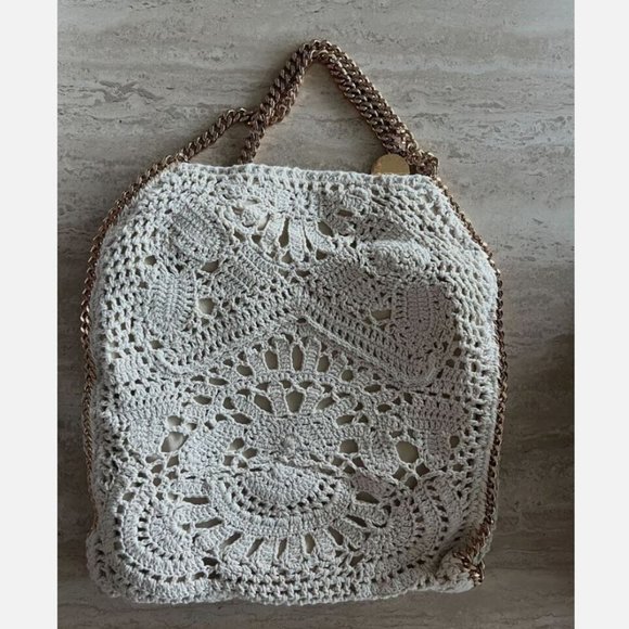 Stella McCartney Cotton Crochet Ajouree Small Tote Butter Cream Handbag Bag New - Picture 4 of 6